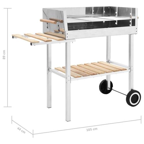 Kulgrill med hjul og 2 hylder XXL rustfrit stål
