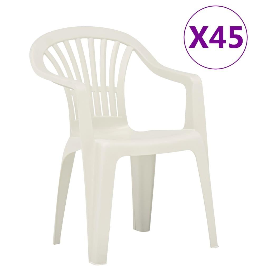 Stabelbare havestole 45 stk. plastik hvid