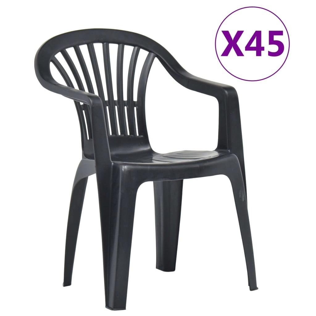 Stabelbare havestole 45 stk. plastik antracitgrå