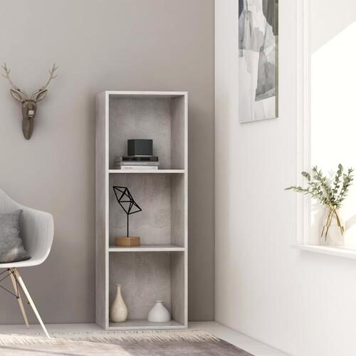 Bogreol med 3 hylder 40x30x114 cm konstrueret træ betongrå
