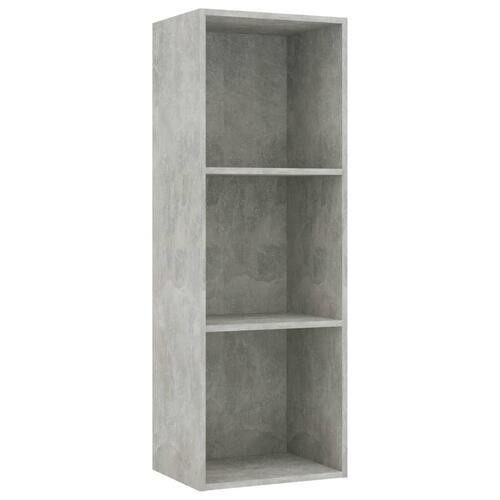 Bogreol med 3 hylder 40x30x114 cm konstrueret træ betongrå