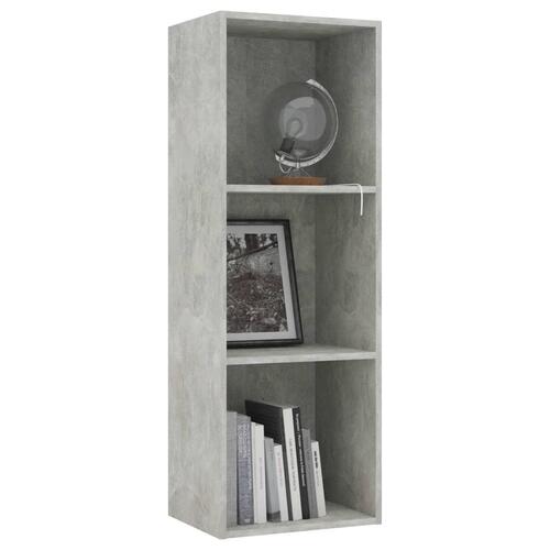Bogreol med 3 hylder 40x30x114 cm konstrueret træ betongrå
