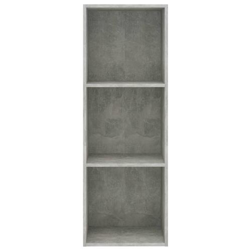 Bogreol med 3 hylder 40x30x114 cm konstrueret træ betongrå