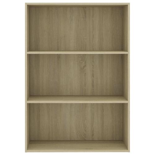 Bogreol med 3 hylder 80x30x114 cm konstrueret træ sonoma-eg