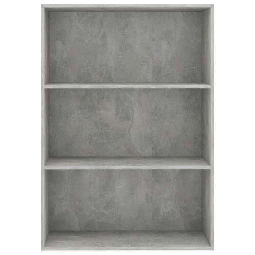 Bogreol med 3 hylder 80x30x114 cm konstrueret træ betongrå