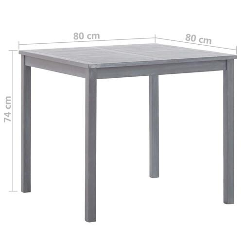 Havebord 80x80x74 cm massivt akacietræ grå