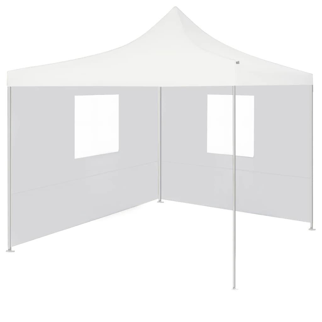 Foldbart festtelt med 2 sidevægge 2x2 m stål hvid billede