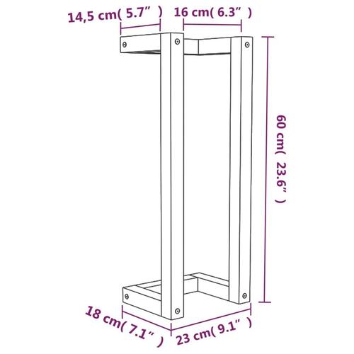Håndklædeholder 23x18x60 cm massivt fyrretræ gyldenbrun