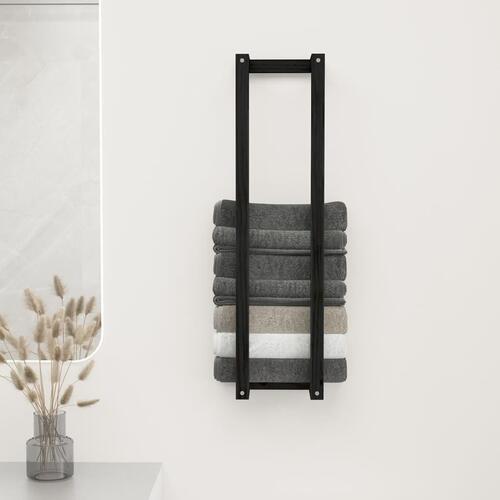 Håndklædeholder 23x18x90 cm massivt fyrretræ sort