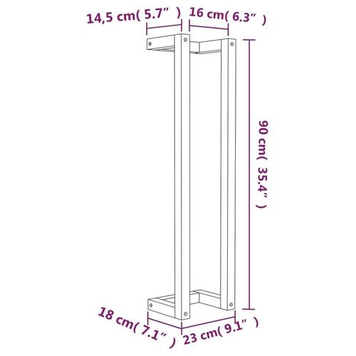Håndklædeholder 23x18x90 cm massivt fyrretræ sort