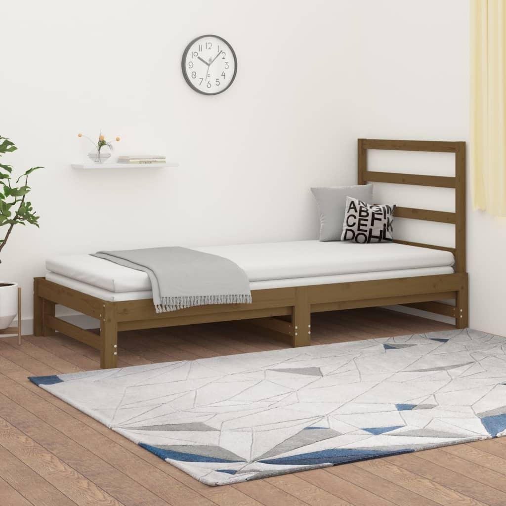 Daybed med udtræk 2x(90x200) cm massivt fyrretræ gyldenbrun