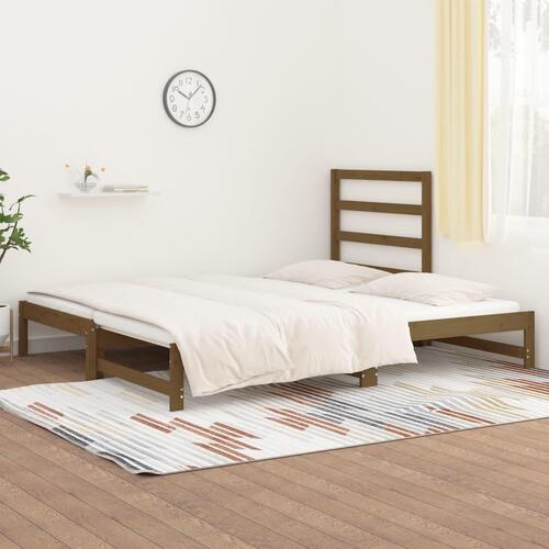 Daybed med udtræk 2x(90x200) cm massivt fyrretræ gyldenbrun