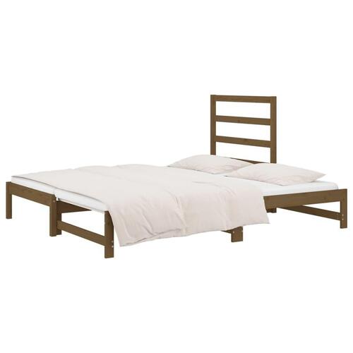 Daybed med udtræk 2x(90x200) cm massivt fyrretræ gyldenbrun