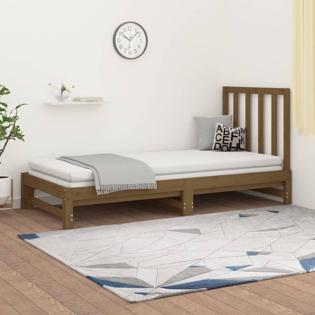 Daybed med udtræk 2x(90x200) cm massivt fyrretræ gyldenbrun