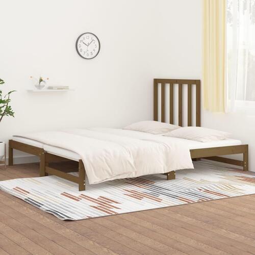 Daybed med udtræk 2x(90x200) cm massivt fyrretræ gyldenbrun