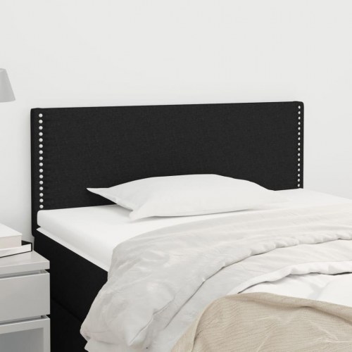 Sengegavl i stof - 90 × 5 × 78/88 cm, sort med nitter