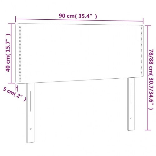 Sengegavl i stof - 90 × 5 × 78/88 cm, sort med nitter