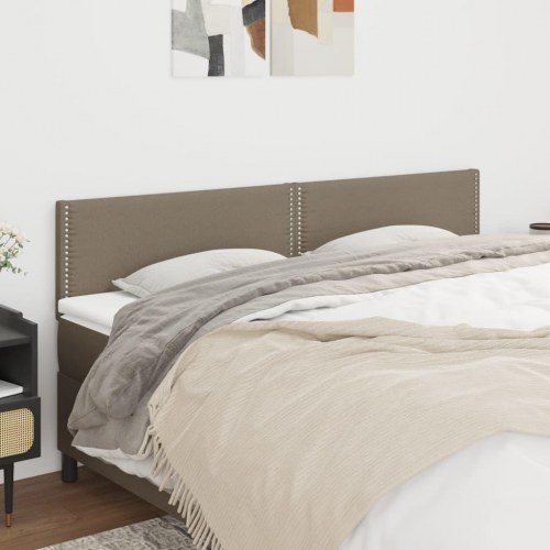 Sengegavl i stof 180 × 5 × 78/88 cm - gråbrun, polstret med nitter