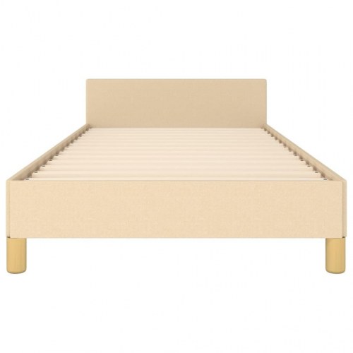 Sengeramme 90x200 cm i stof - cremefarvet med justerbar gavl