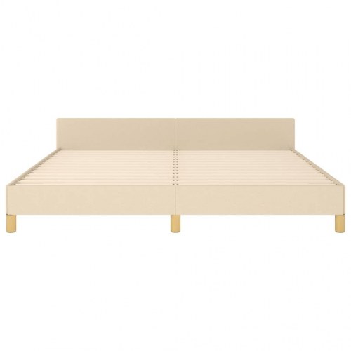 Sengeramme med sengegavl 180x200 cm - stof, cremefarvet