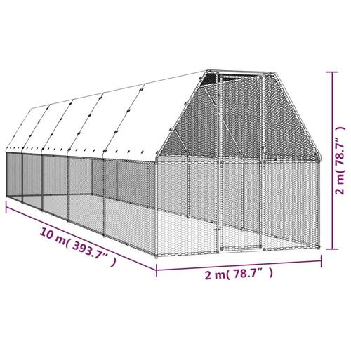 Hønsegård 2x10x2 m galvaniseret stål