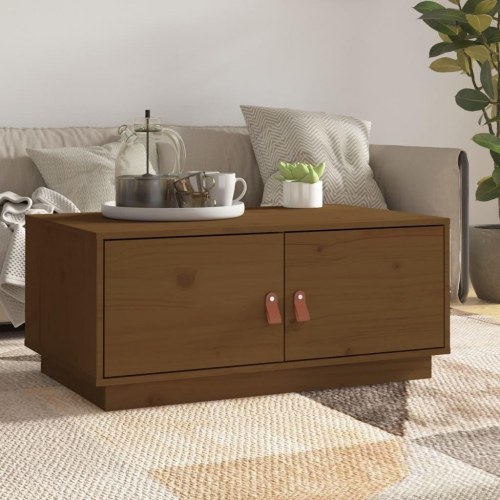 Sofabord 80x50x35 cm massivt fyrretræ gyldenbrun