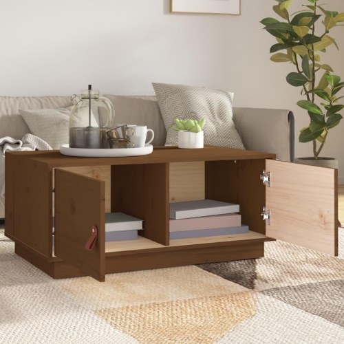 Sofabord 80x50x35 cm massivt fyrretræ gyldenbrun