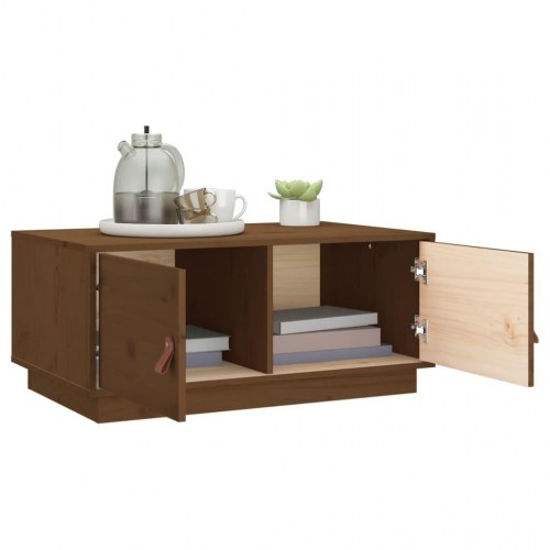 Sofabord 80x50x35 cm massivt fyrretræ gyldenbrun
