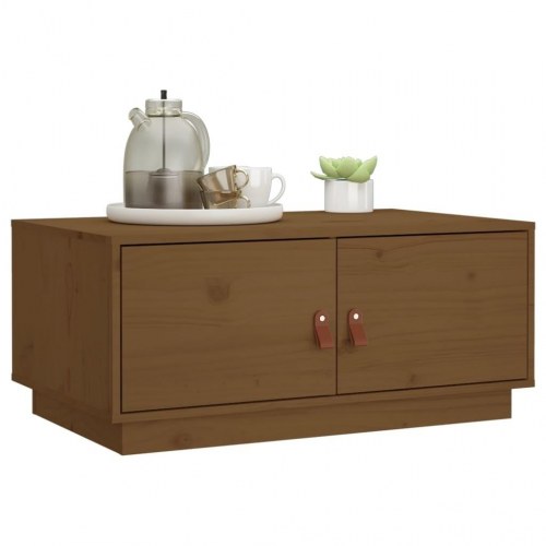 Sofabord 80x50x35 cm massivt fyrretræ gyldenbrun