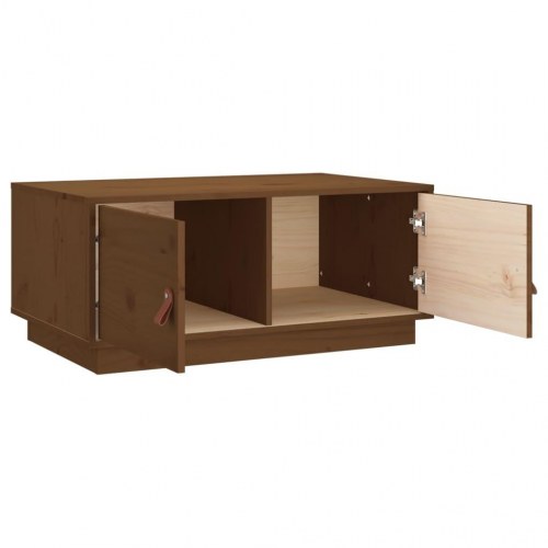 Sofabord 80x50x35 cm massivt fyrretræ gyldenbrun