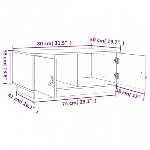 Sofabord 80x50x35 cm massivt fyrretræ gyldenbrun