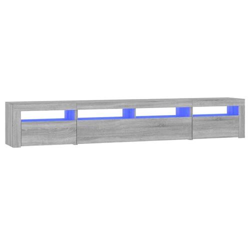 Tv-skab med LED-lys 240x35x40 cm grå sonoma-eg