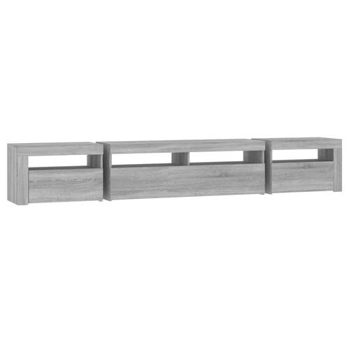 Tv-skab med LED-lys 240x35x40 cm grå sonoma-eg