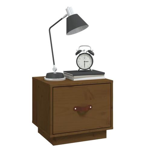Sengeborde 2 stk. 40x34x35 cm massivt fyrretræ gyldenbrun