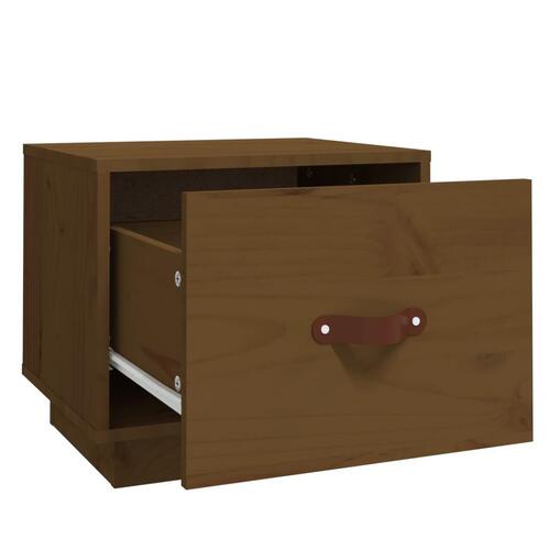 Sengeborde 2 stk. 40x34x35 cm massivt fyrretræ gyldenbrun