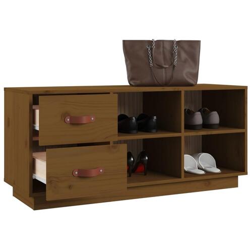 Skobænk 100x34x45 cm massivt fyrretræ gyldenbrun
