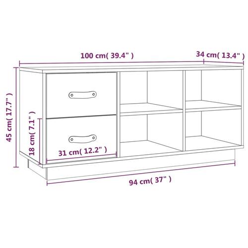 Skobænk 100x34x45 cm massivt fyrretræ gyldenbrun