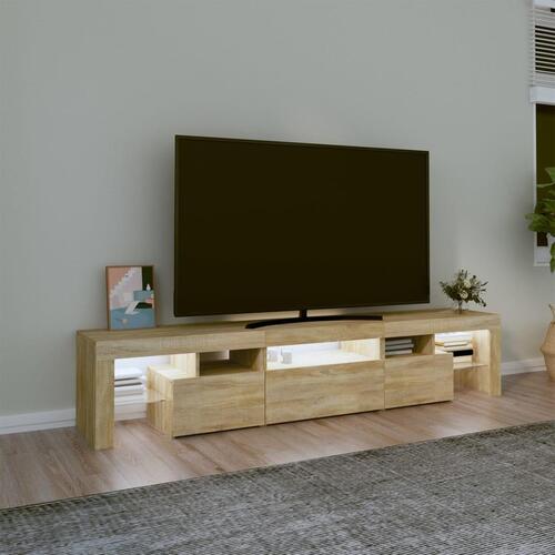 Tv-bord med LED-lys sonoma-eg 200x36,5x40 cm