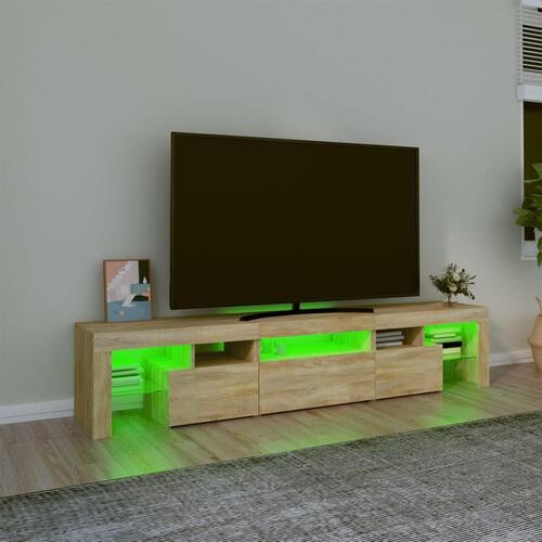 Tv-bord med LED-lys sonoma-eg 200x36,5x40 cm