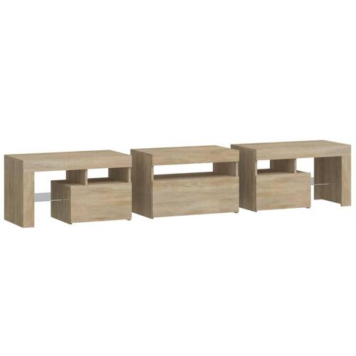 Tv-bord med LED-lys sonoma-eg 200x36,5x40 cm