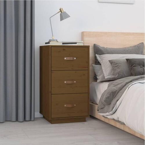 Sengeborde 2 stk. 40x40x75 cm massivt fyrretræ gyldenbrun