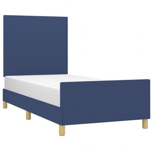 Sengeramme med sengegavl 80×200 cm - stof, blå