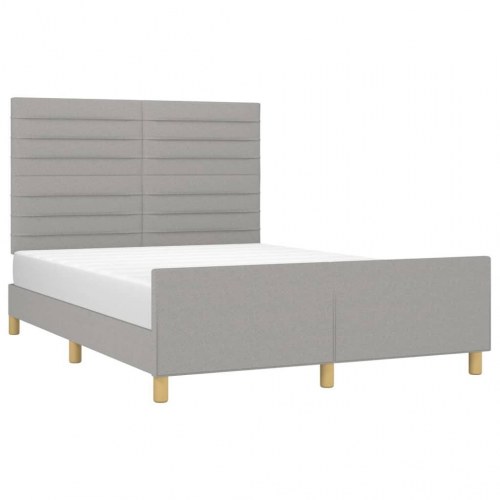 Sengeramme med sengegavl 140x190 cm - stof, lysegrå
