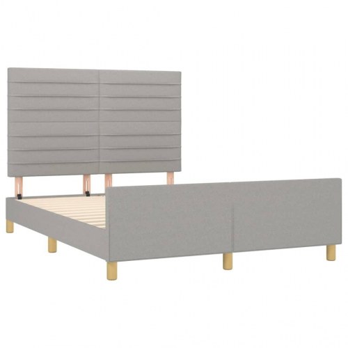 Sengeramme med sengegavl 140x190 cm - stof, lysegrå
