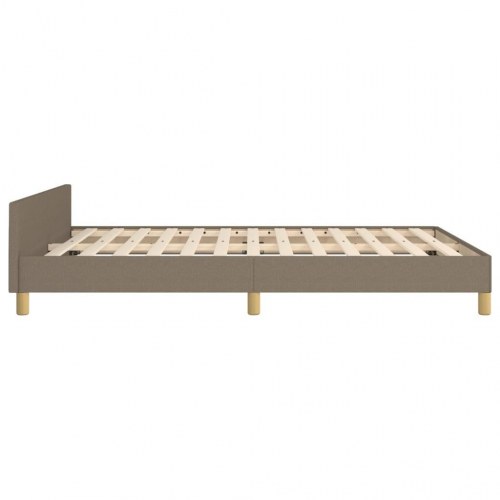 Sengeramme med sengegavl 140x200 cm - stof, gråbrun