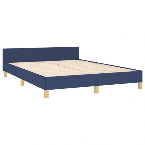 Sengeramme med sengegavl 140×200 cm i stof - blå