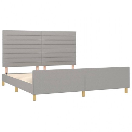 Sengeramme med sengegavl 160x200 cm - stof, lysegrå