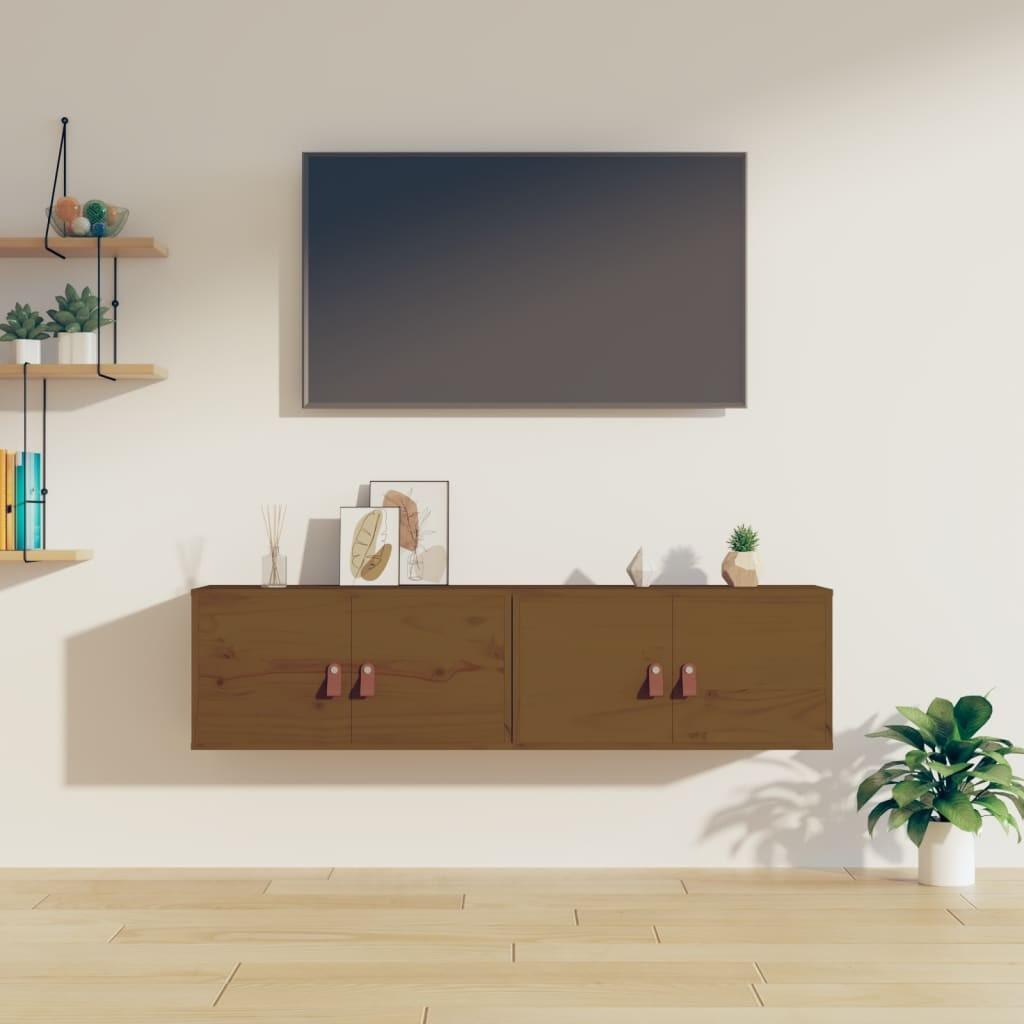 Vægskabe 2 stk. 60x30x30 cm massivt fyrretræ gyldenbrun