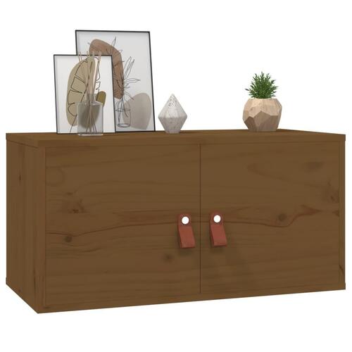 Vægskabe 2 stk. 60x30x30 cm massivt fyrretræ gyldenbrun