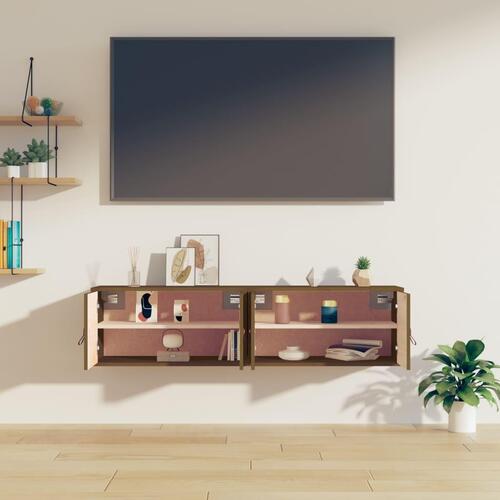 Vægskabe 2 stk. 60x30x30 cm massivt fyrretræ gyldenbrun